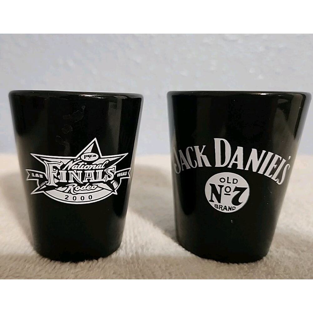 Set Of 2 National Final Rodeo 2000 Jack Daniel Shot Glasses Black